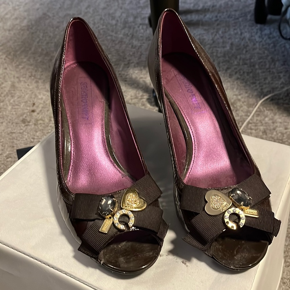 Burgundy wedge Coach shoes